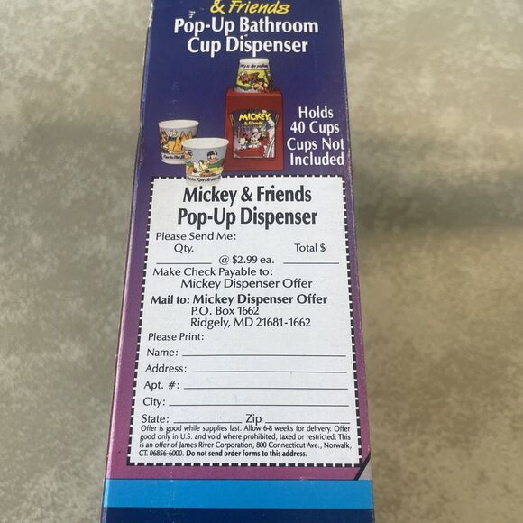 Vintage 1991 Disney Mickey Mouse Dixie Cups 3oz Bathroom Dispenser Size 183 Cups - Picture 4 of 11